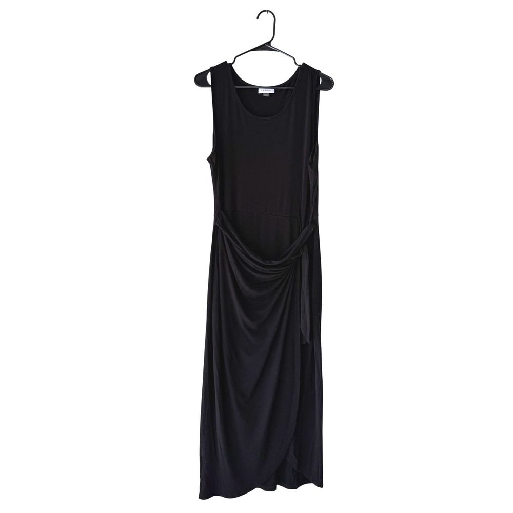 Calvin Klein Black Sleeveless Ruched Waist Maxi Dress Women's Size‎ Large